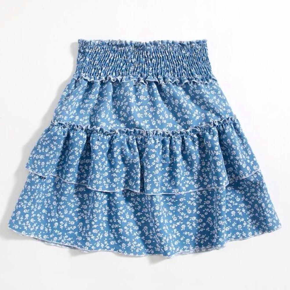Floral Boho Ruffle Layered Skirt
